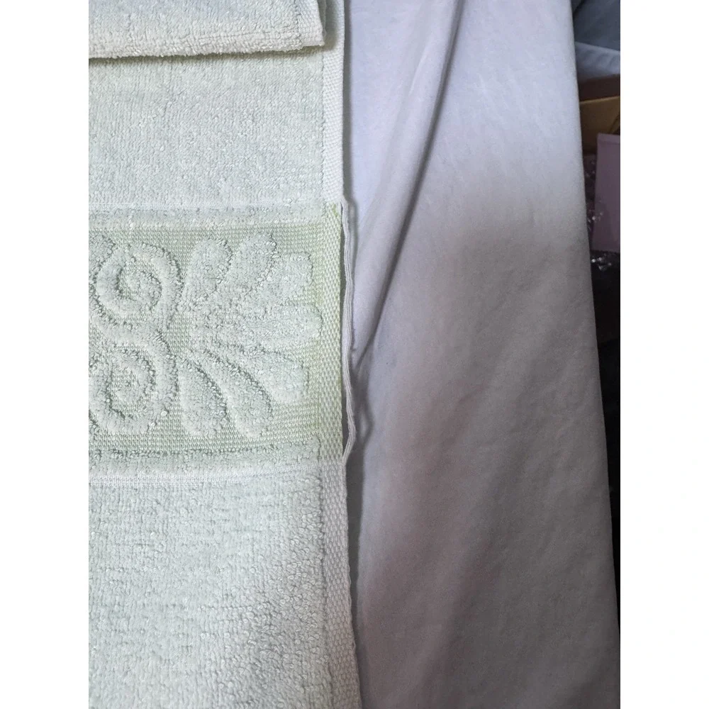 Cannon Monticello Vintage Bath Towel Sculpted Fringe Mint Green USA Retro 80s
